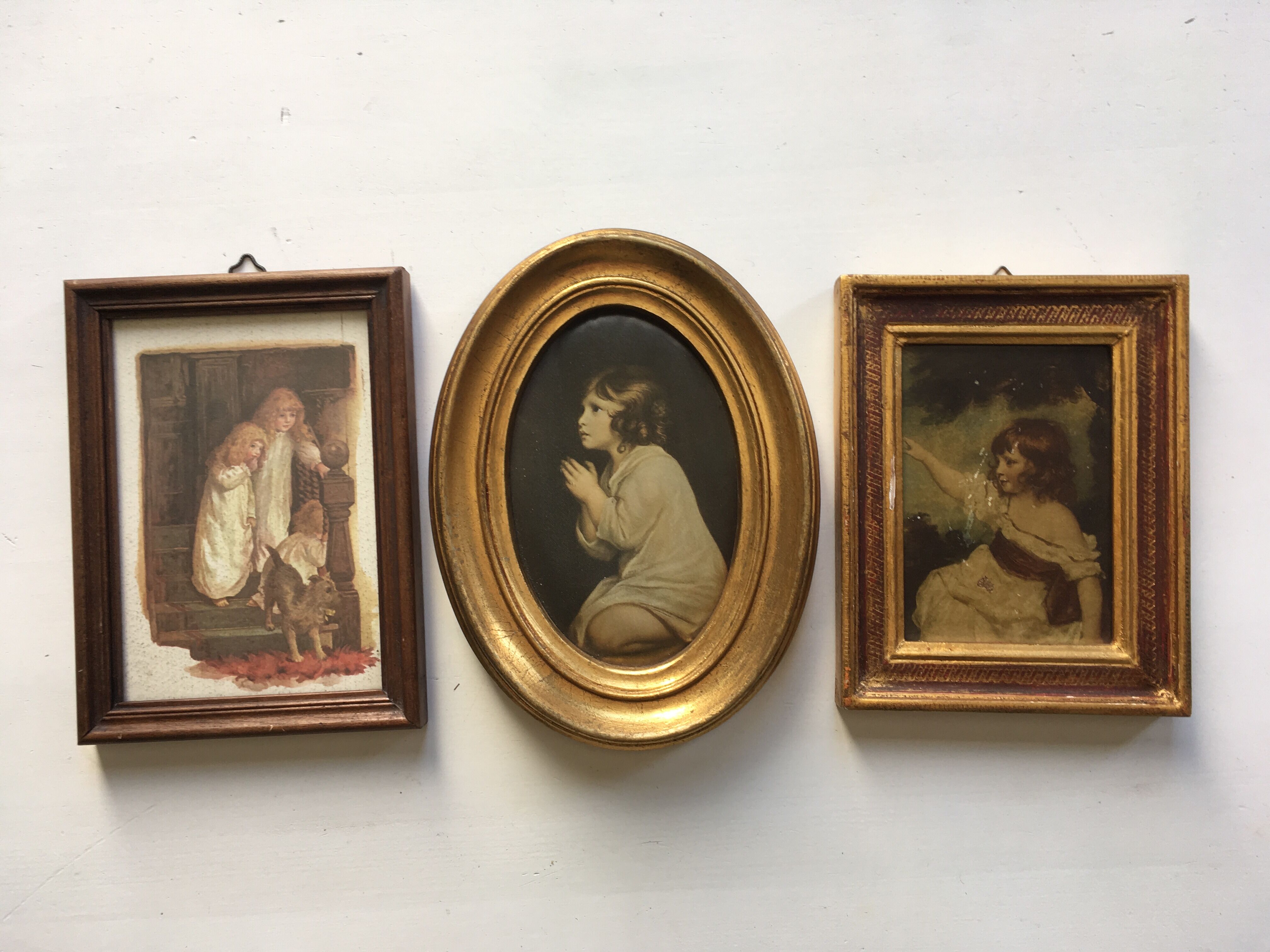 Assortment of 3 old paintings with children