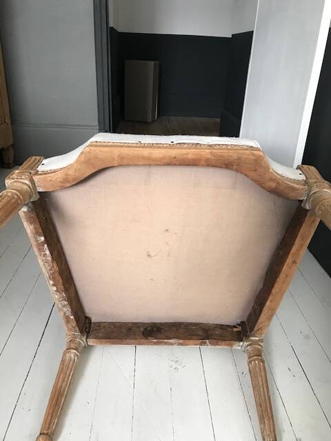 Louis XVI period armchair in raw wood