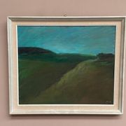 Original Swedish Oil on Canvas – "Landscape" by Dina Mortensen – Signed DM – Vintage and Framed – 53 × 45.5 cm (20.9" × 17.9")
