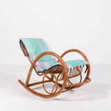Fauteuil à bascule italien en rotin, 1960