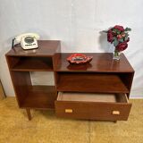 Mid Century Retro Teak Telephone Seat / Media Cabinet (Circa 1960)  A super