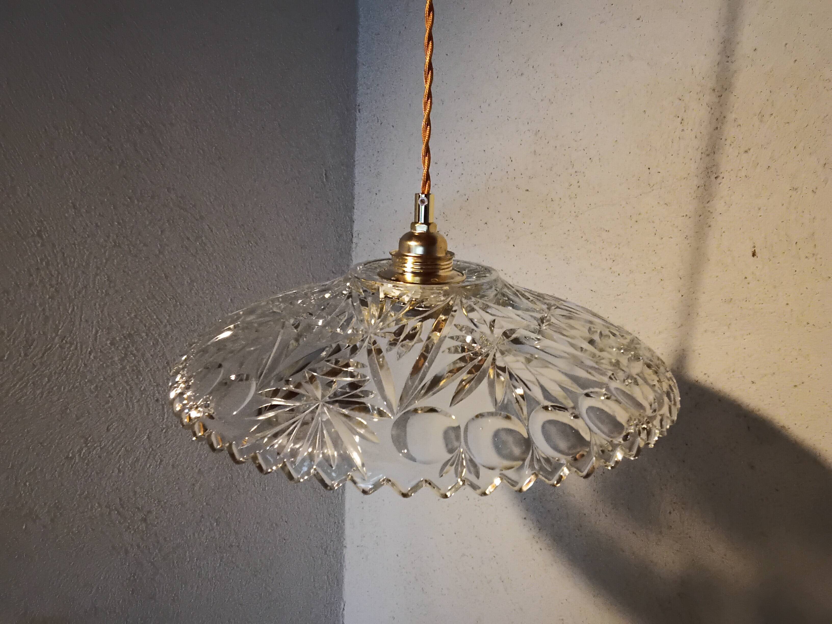 Vintage chiseled glass pendant light