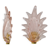 Pair of Modern Italian Murano Glass Leaf Sconces