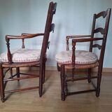 Wooden and wicker chairs