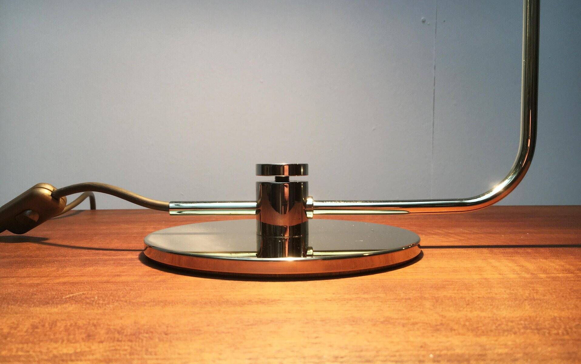 Mid-century minimalist brass table lamp by Rosemarie & Rico Baltensweiler for Baltensweiler.