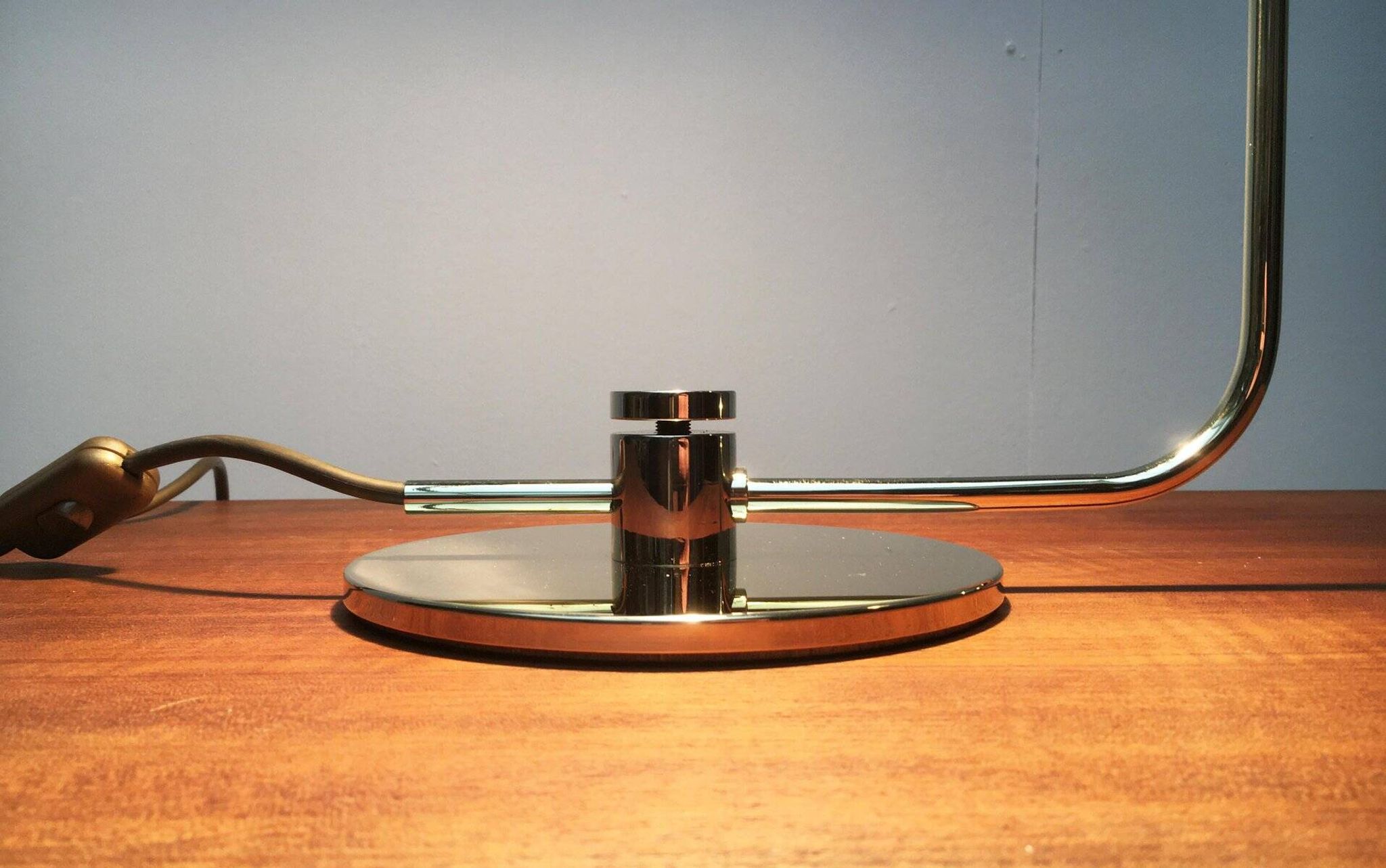 Mid-century minimalist brass table lamp by Rosemarie & Rico Baltensweiler for Baltensweiler.