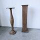 Paire de sellettes colonnes en bois 1950
