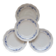4 vintage white and blue earthenware dinner plates - Floral design