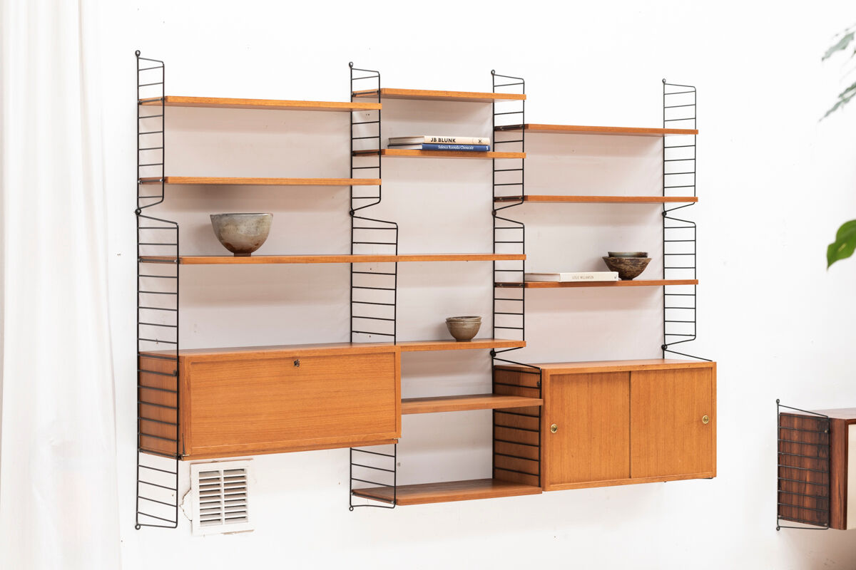 3-Piece wall unit by Nisse Strinning for String, Sweden, 1960s