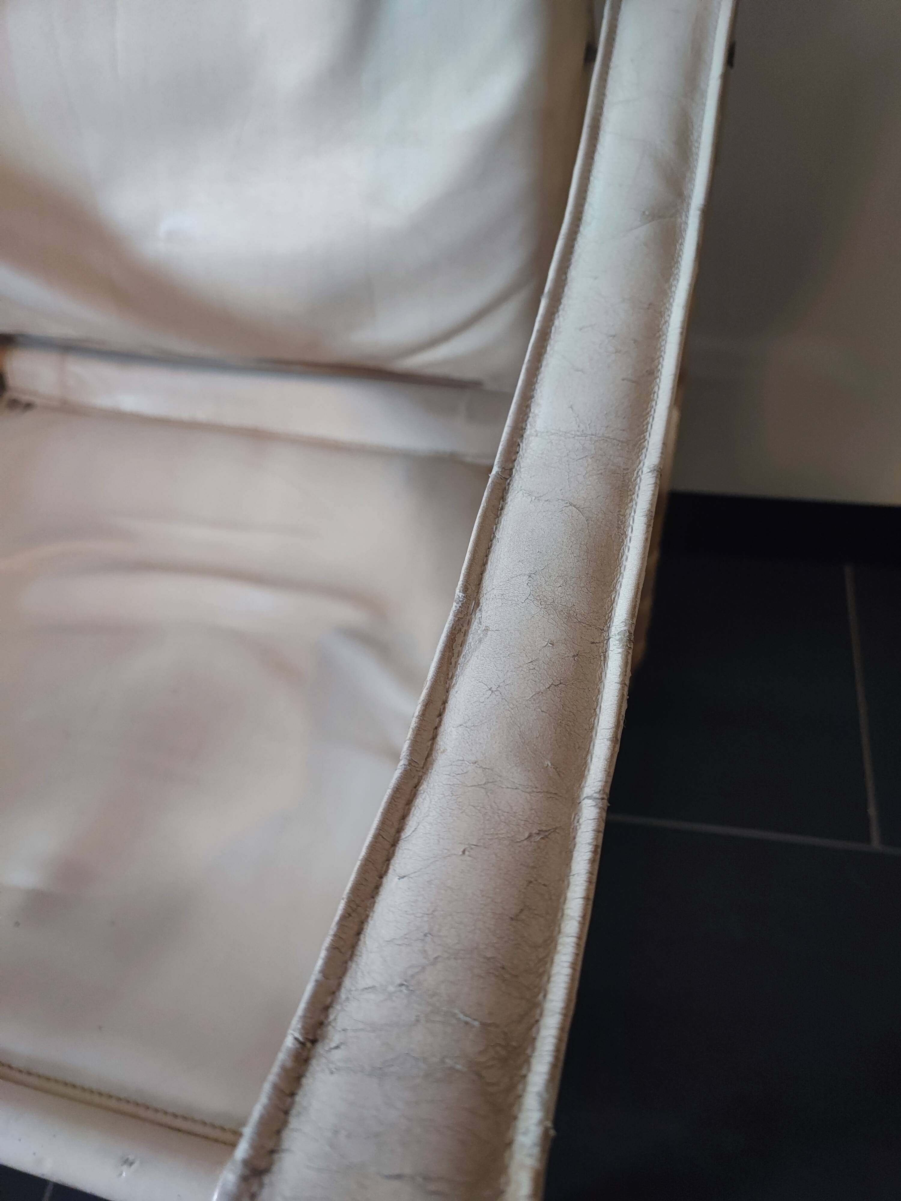 White leather safari armchair