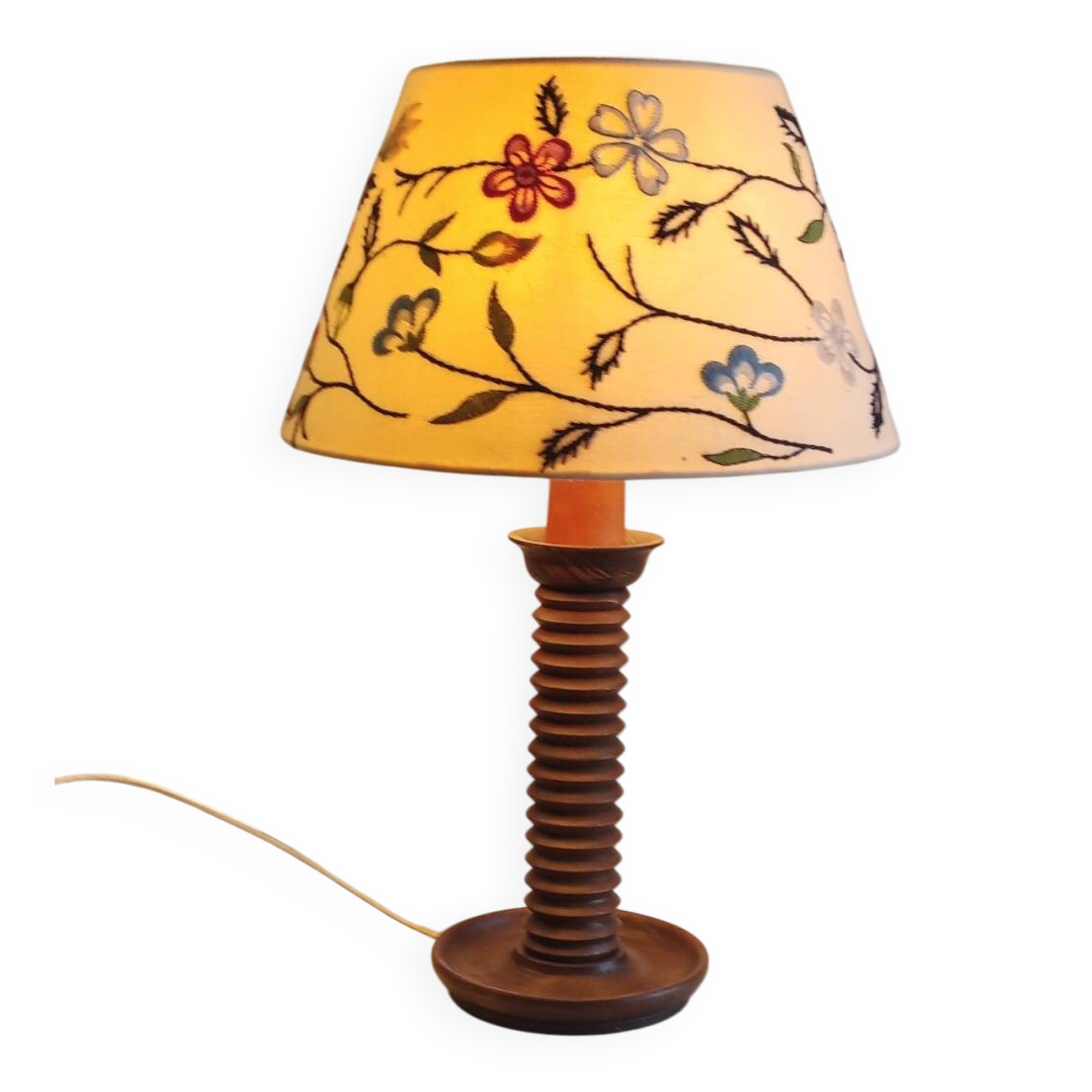 Table lamp made of turned solid wood - 1960s/70s