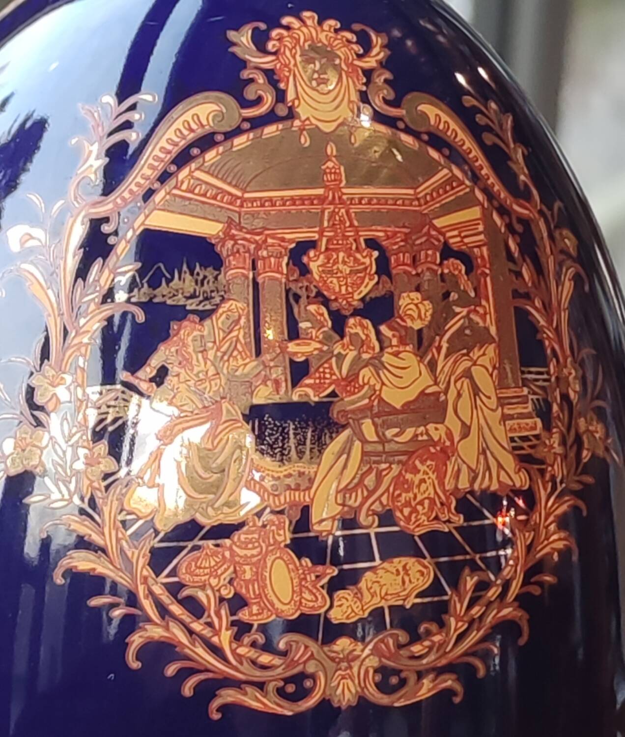 Old Large Egg Porcelain Jewelry Box Set