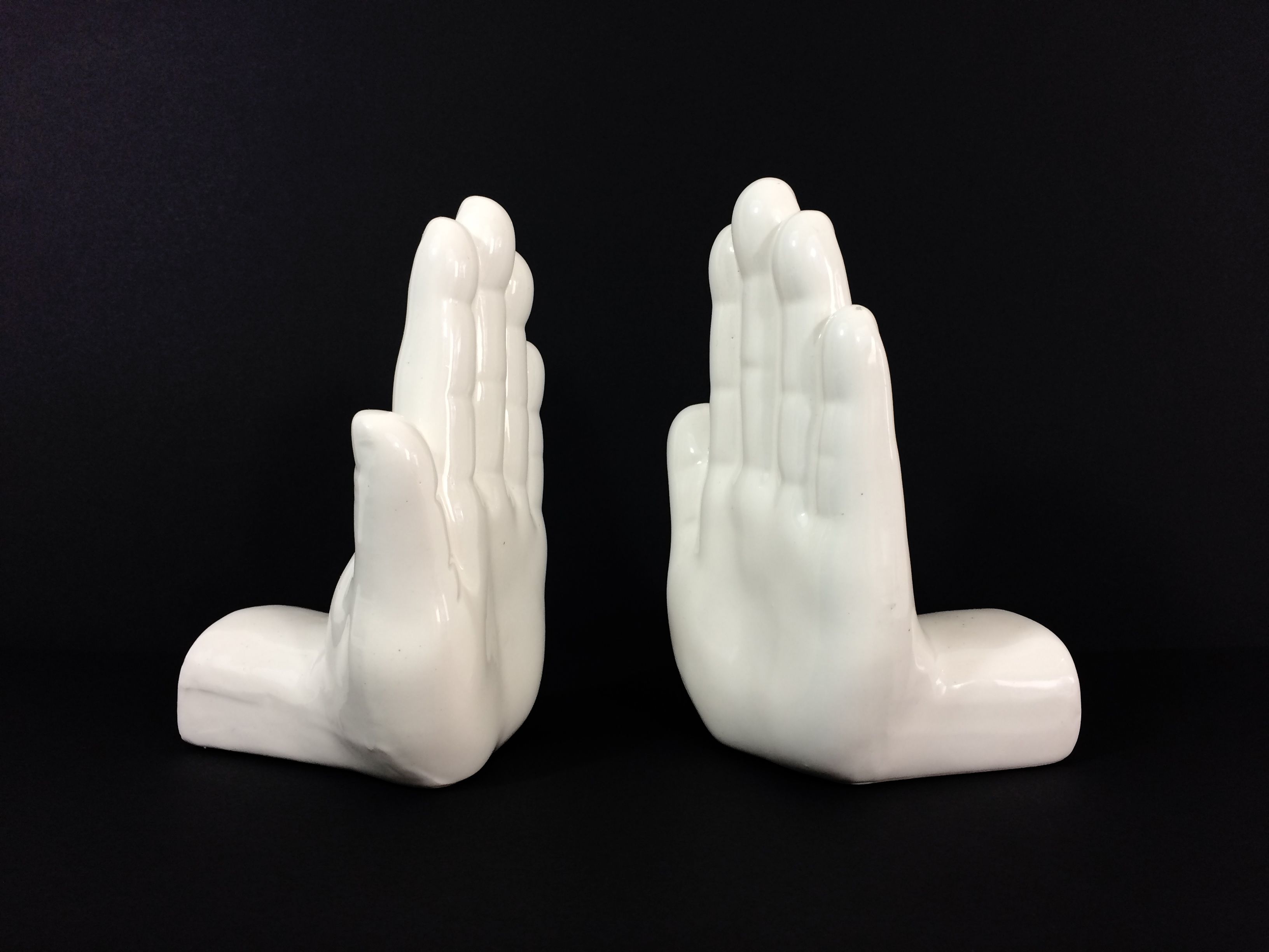 Pair of vintage bookends in white ceramic