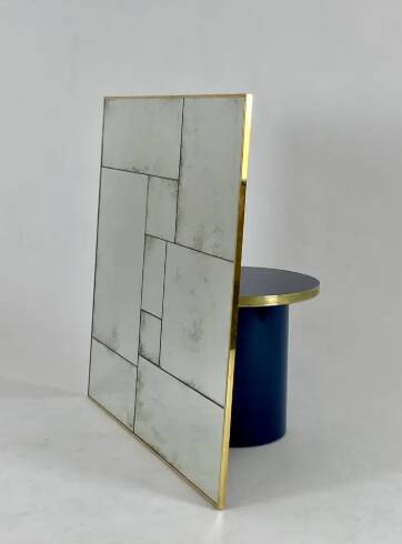 Custom industrial handcrafted mirror with authentic aged brass frame L