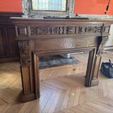 Antique carved wooden fireplace + overmantel – Napoléon III style