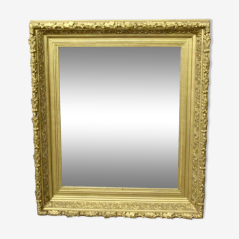 Mirror Frame In Wood And Golden Stucco