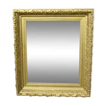 Mirror Frame In Wood And Golden Stucco