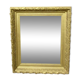 Mirror Frame In Wood And Golden Stucco