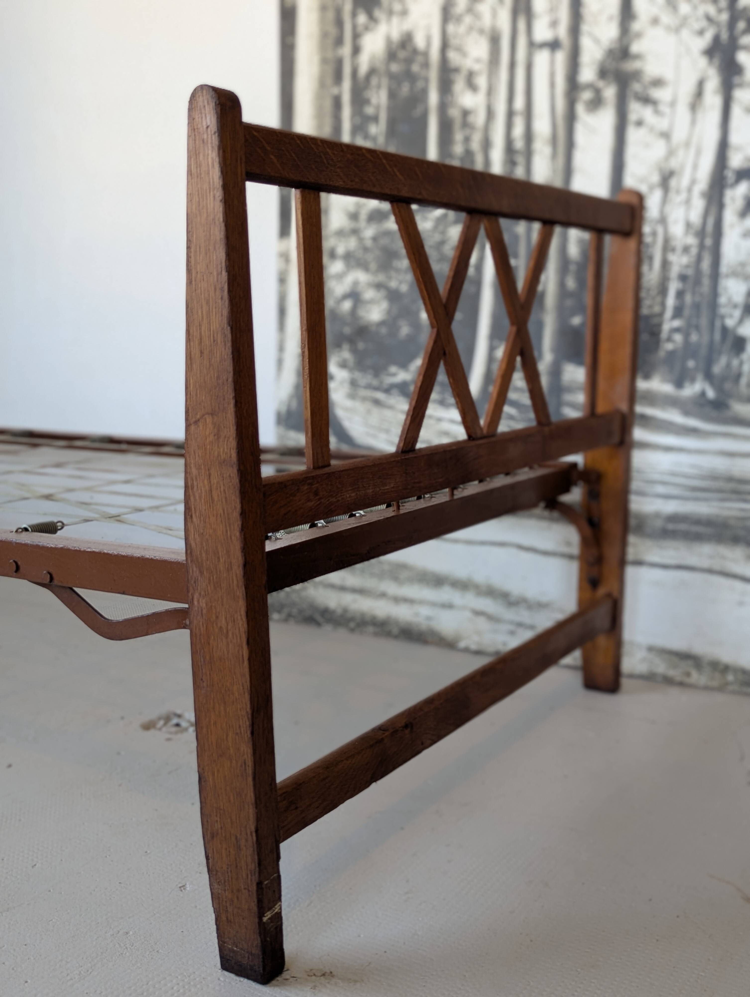 Bed, daybed, style reconstruction, in oak, 1950s.