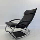 Fauteuil à bascule en cuir par Jochen Hoffman, années 1990