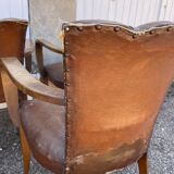 5 bridge armchairs in art deco leather