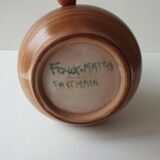 Ceramic vase with flower and wheat ears signed Fonck and Matéo (Vallauris) 1970s