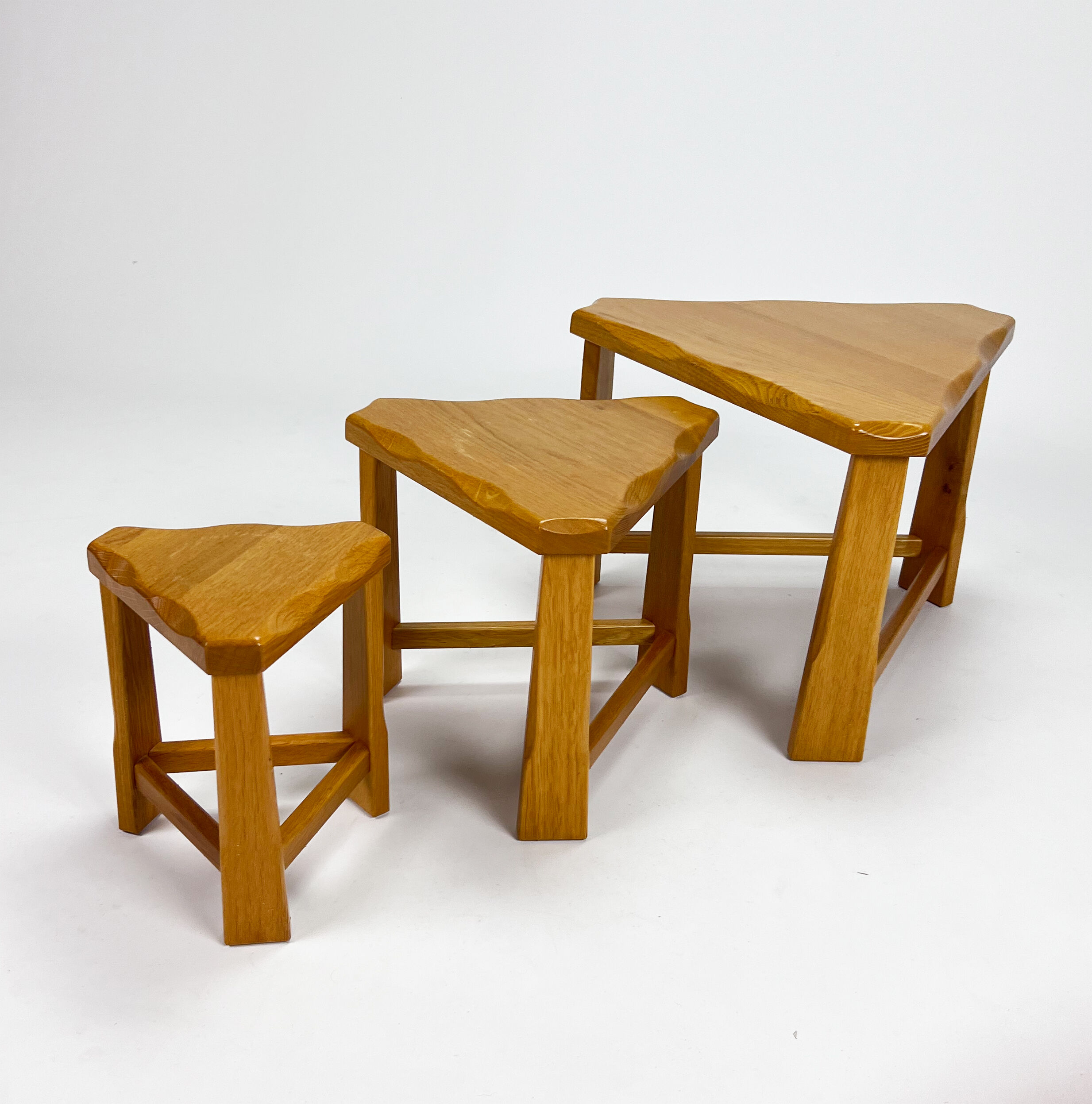 Modernist blond oak nesting tables, 1960s