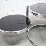 Coffee table with three smoked mirror tops, 1980