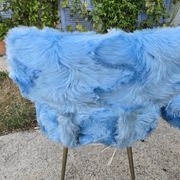pair of Pelfran chairs blue faux fur - vintage