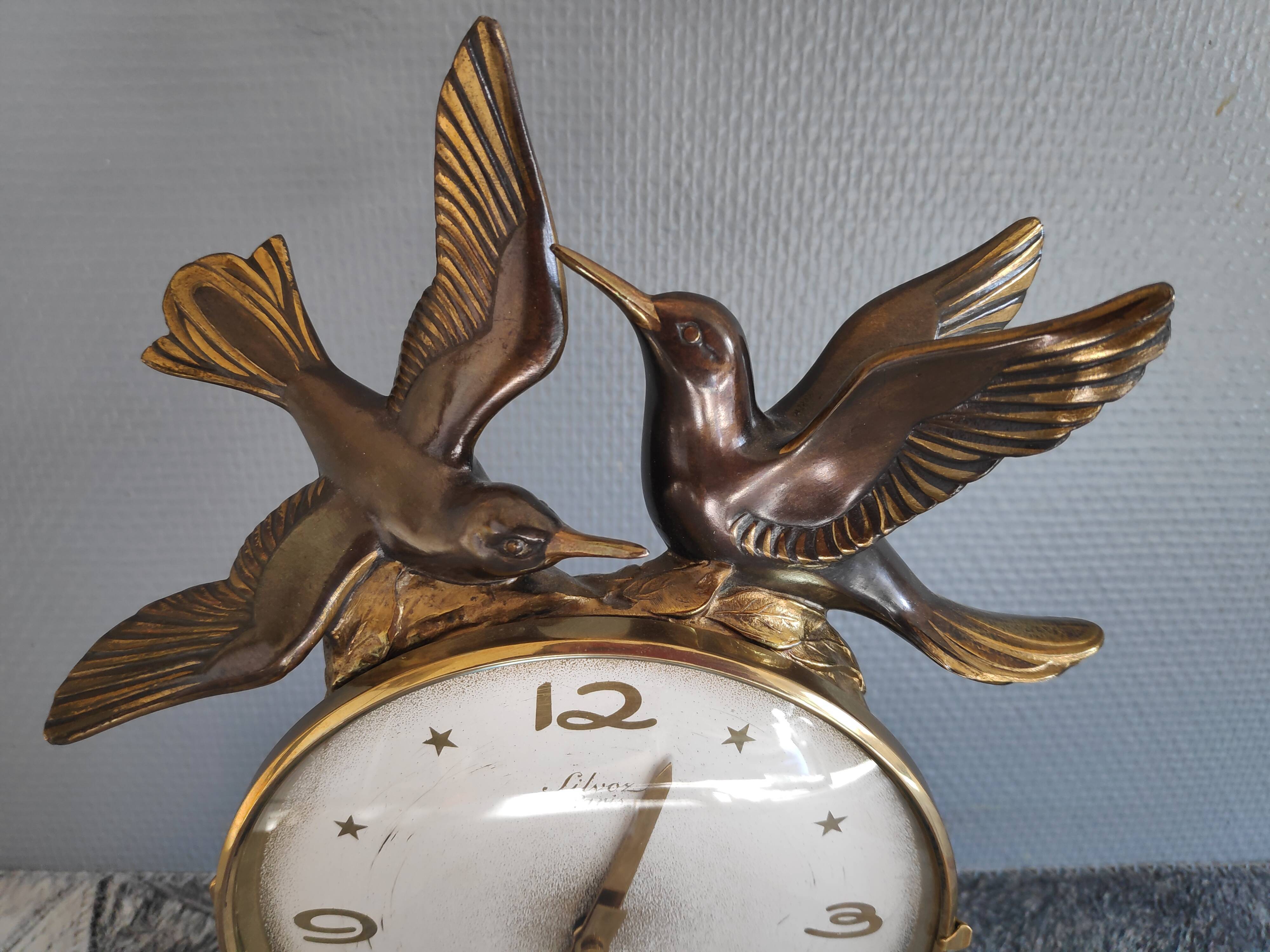 Silvoz Art Deco fireplace pendulum, veined marble base