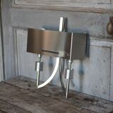 Vintage wall light, chrome steel wall light, Jean Gandelin wall light