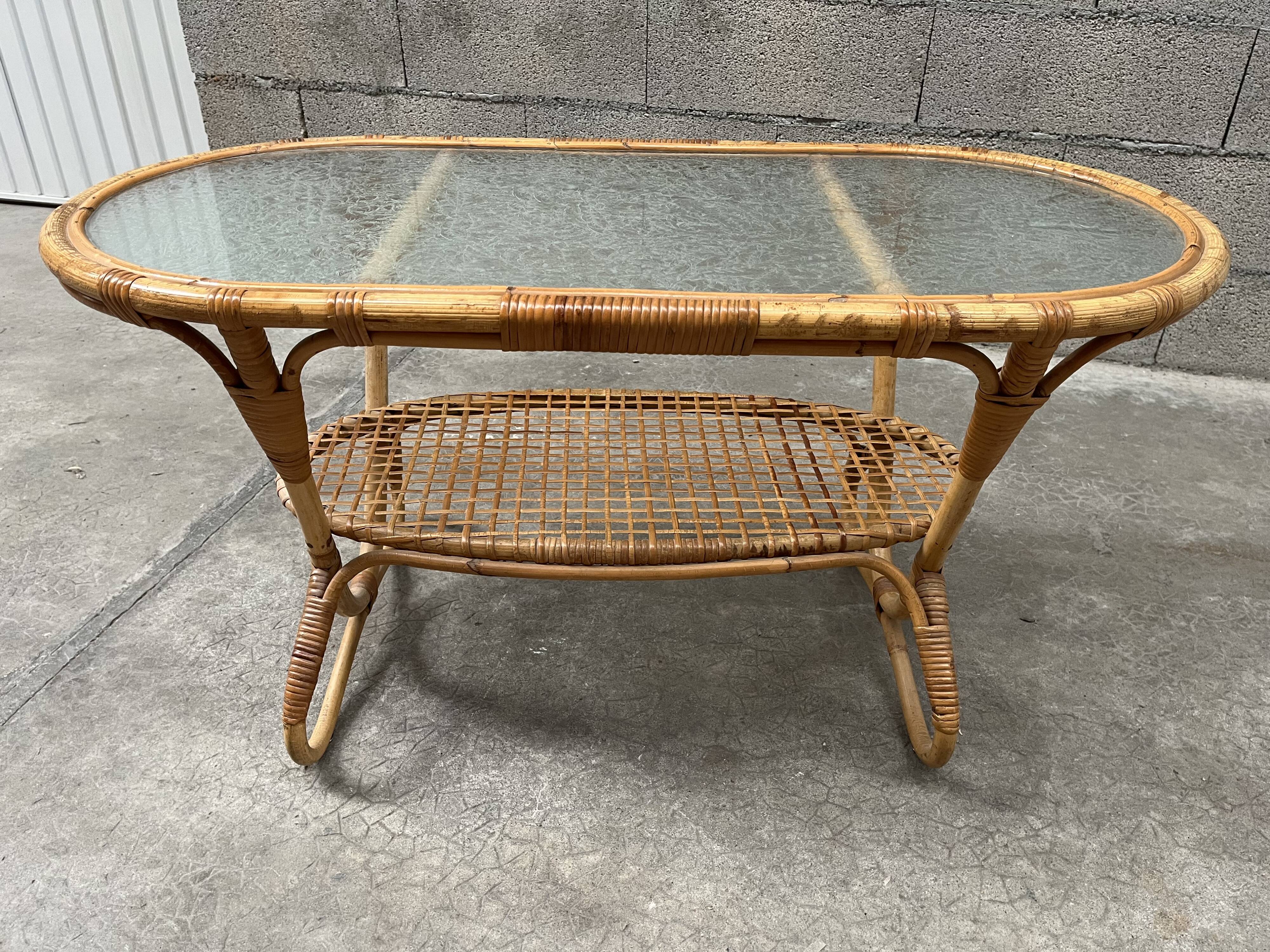 vintage coffee table from the 60s rattan