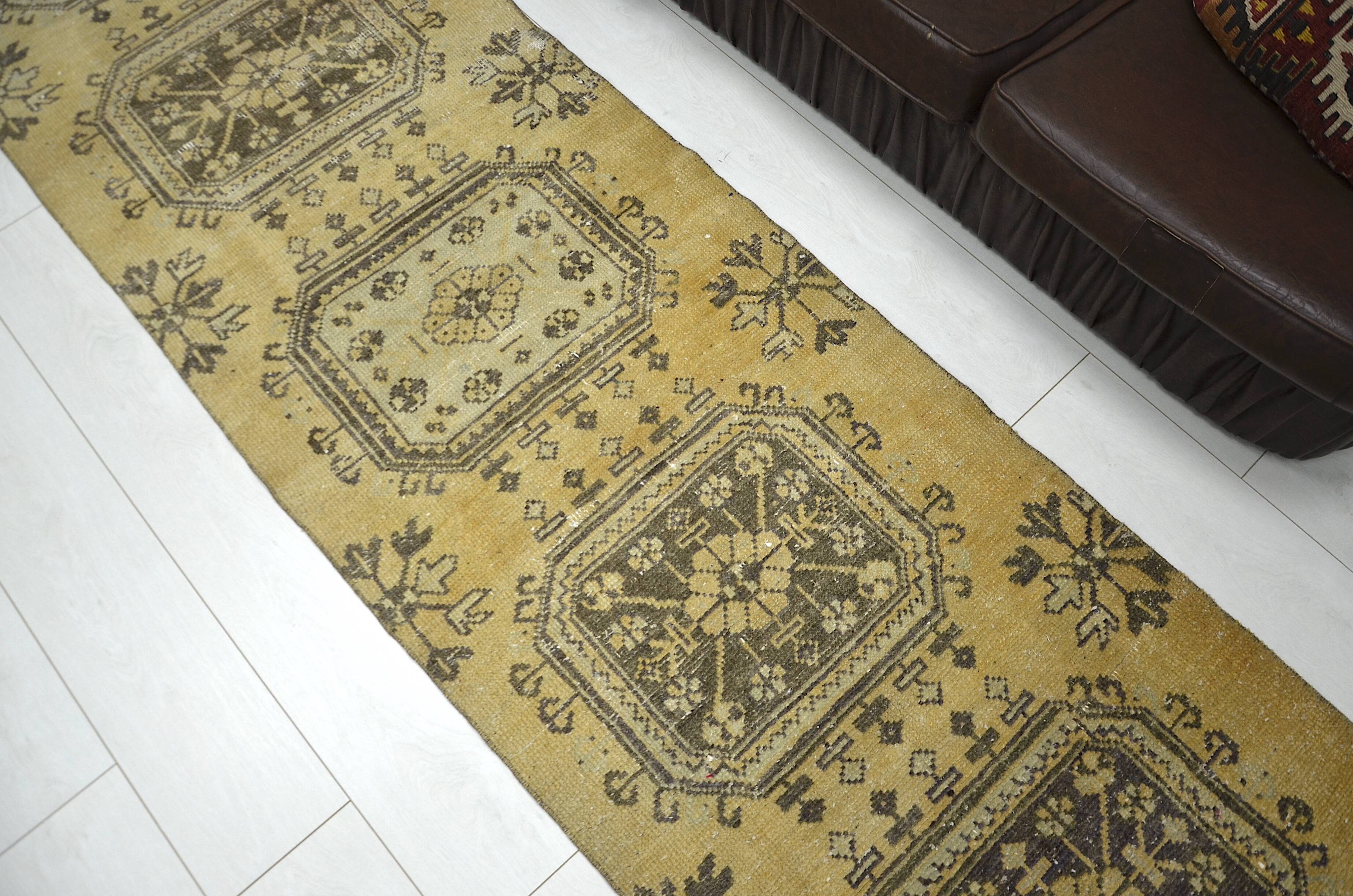 Yellowish & Brown Oushak Runner sku 2255.