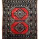Tapis vintage fait main Lahore en laine rouge (45cm x 58cm) – Années 1970