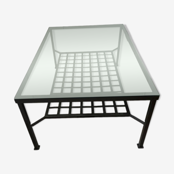 Metal and glass coffee table