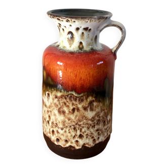 Fat Lava orange ceramic pitcher from the 70s by Jasba