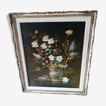 Huile sur panneau bouquet de fleurs