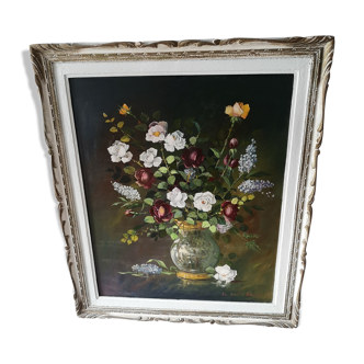 Huile sur panneau bouquet de fleurs