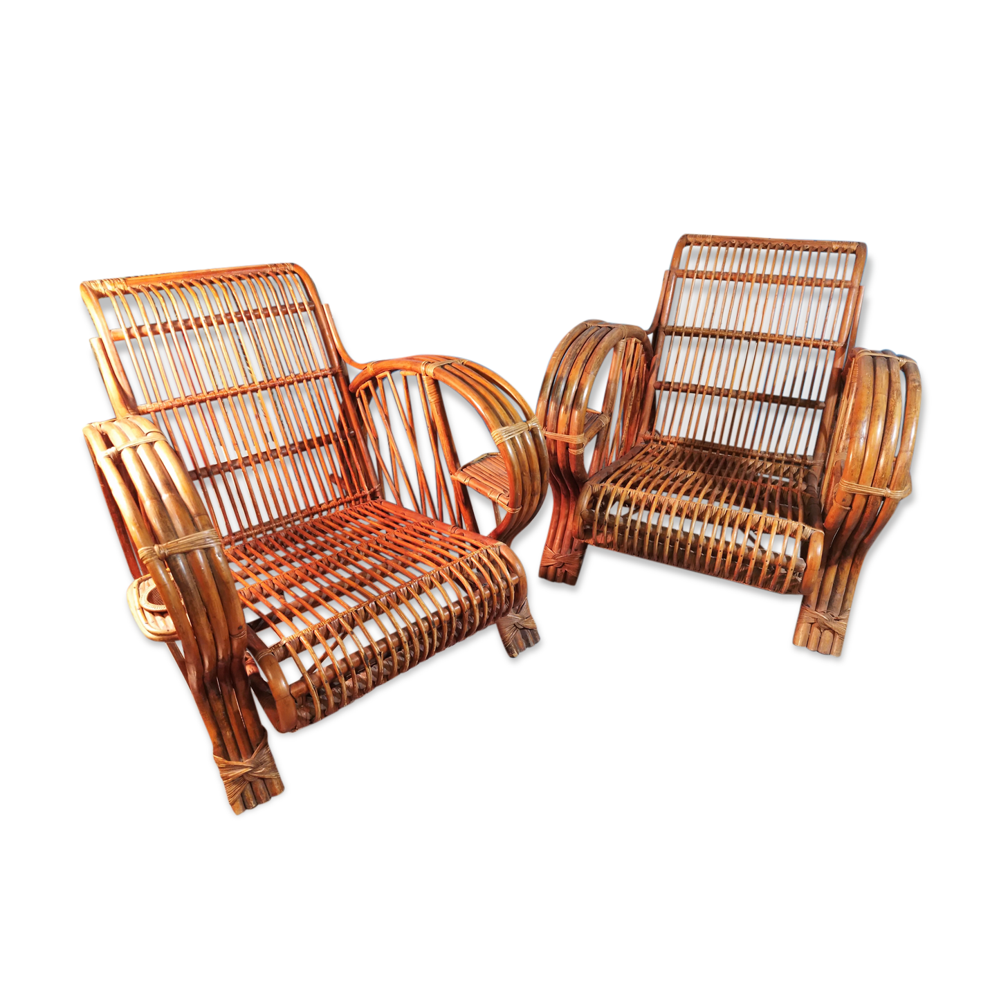 Bamboo armchairs Indochina 1940s
