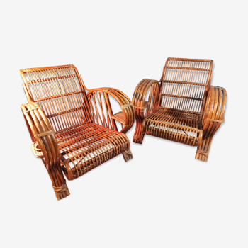Fauteuils bambou Indochine 1940s