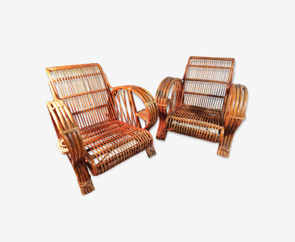 Fauteuils bambou Indochine 1940s