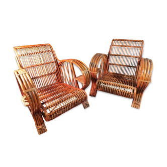 Bamboo armchairs Indochina 1940s