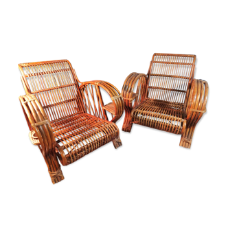 Fauteuils bambou Indochine 1940s