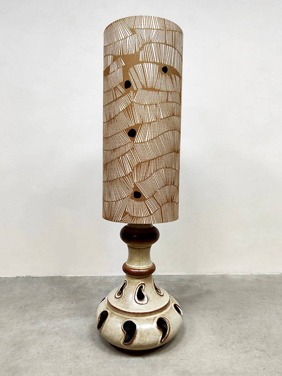 Lampadaire vintage en céramique « Tons naturels », Allemagne de l'Ouest, années 1970