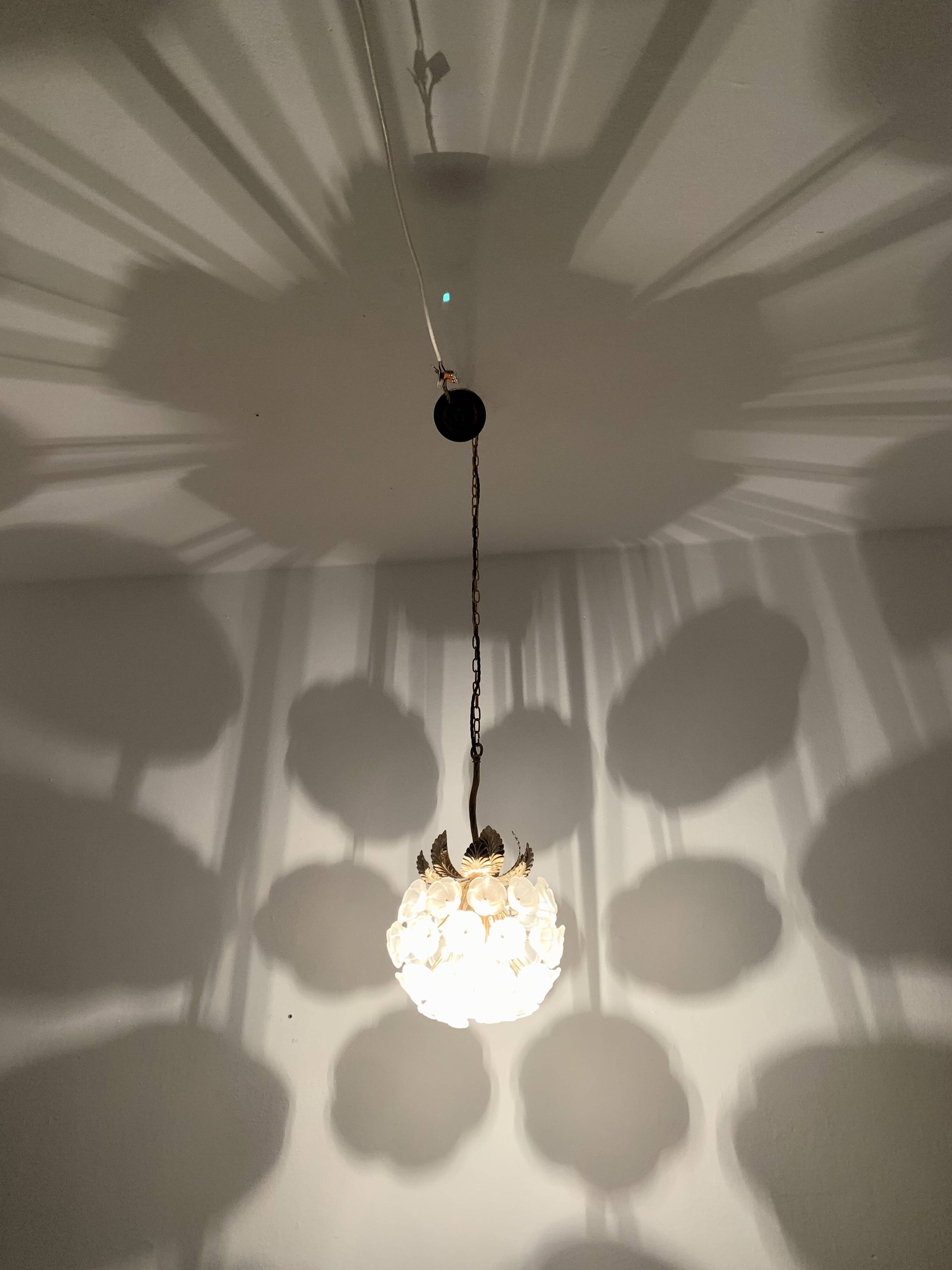 Floral Crystal Glass Chandelier by Ernst Palme