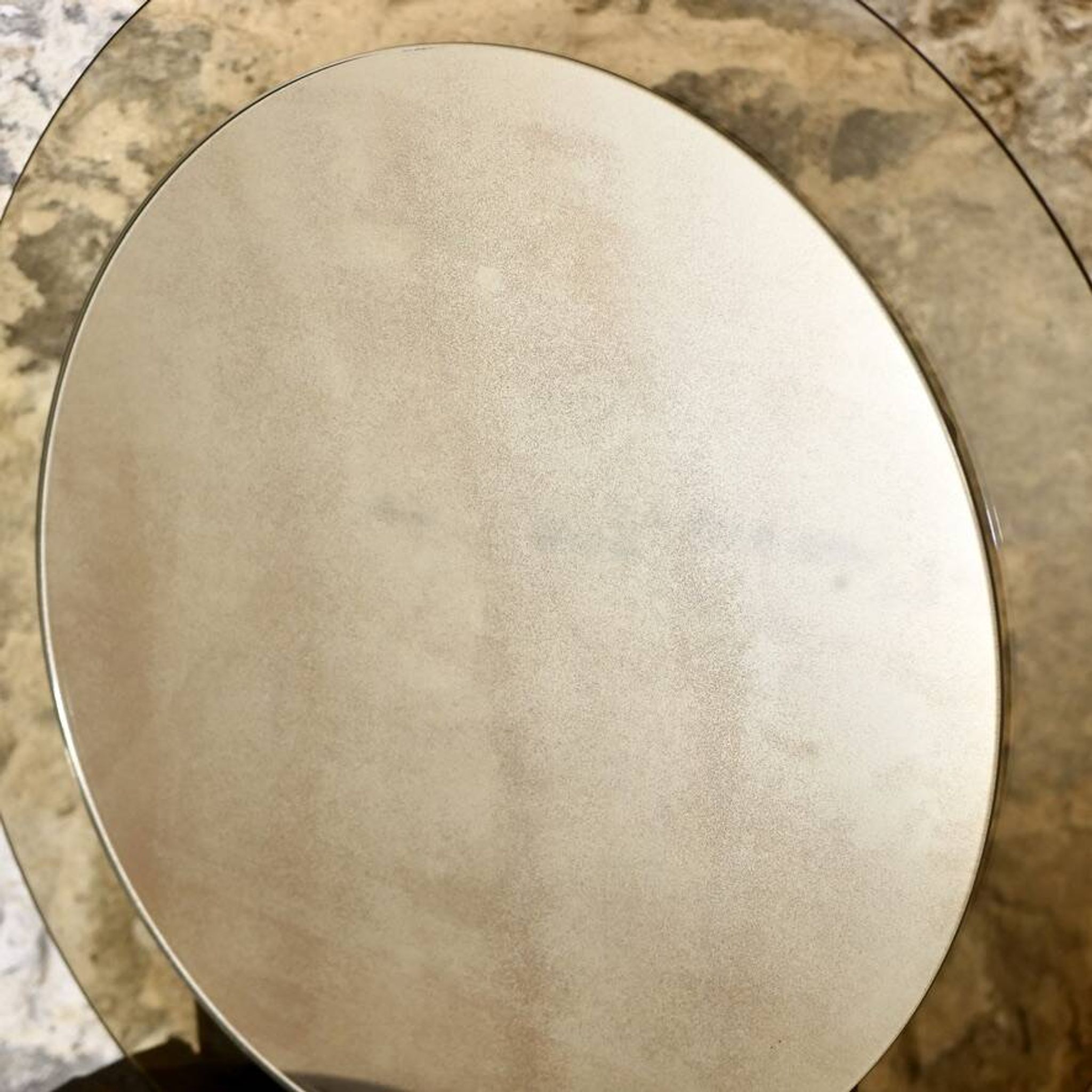 Large round double-layer mirror by Veca, Italy, 1970s