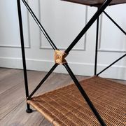 Vintage woven wicker coffee table