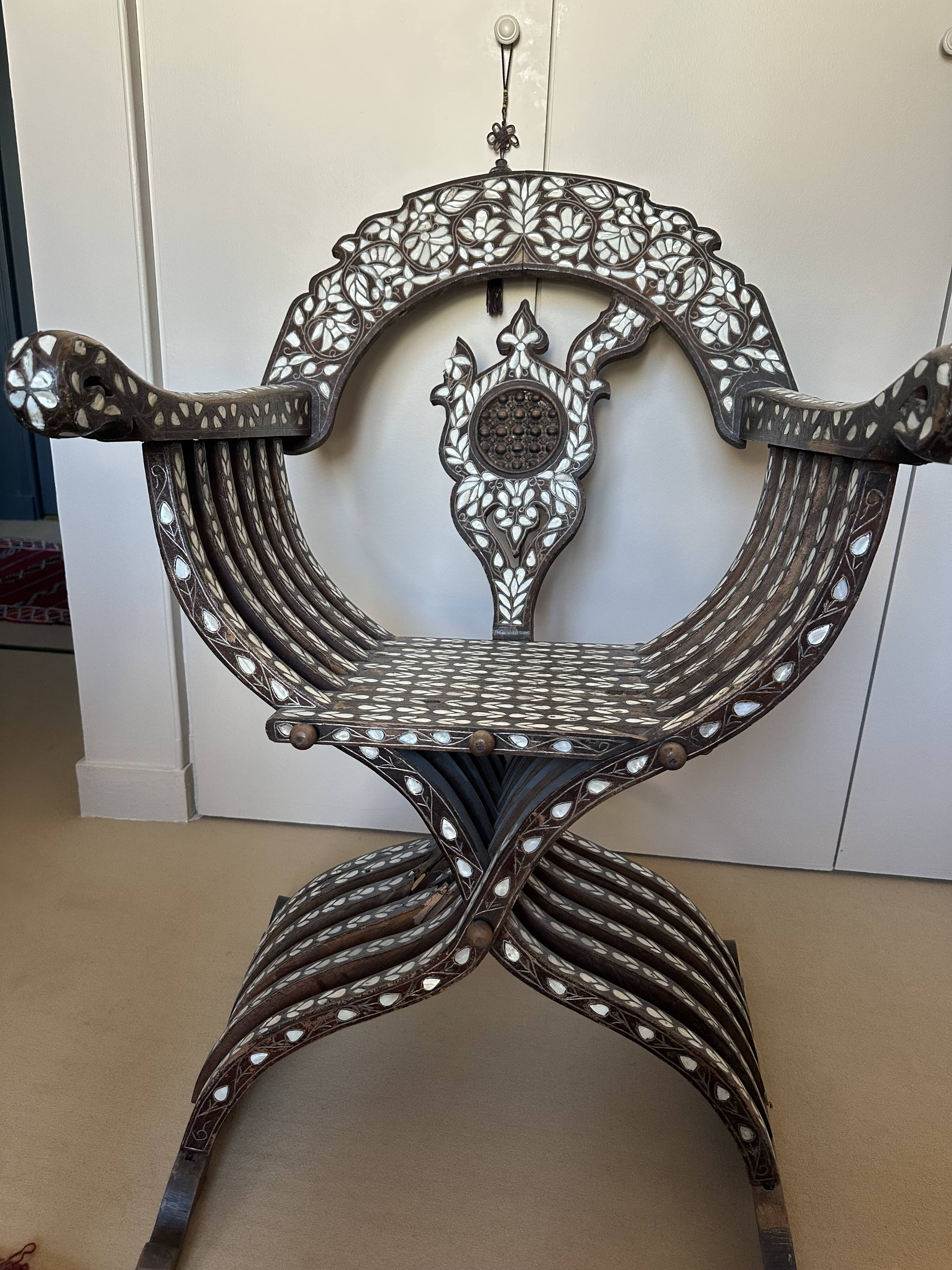 Syrian Armchair in Mother-of-Pearl and Ebony