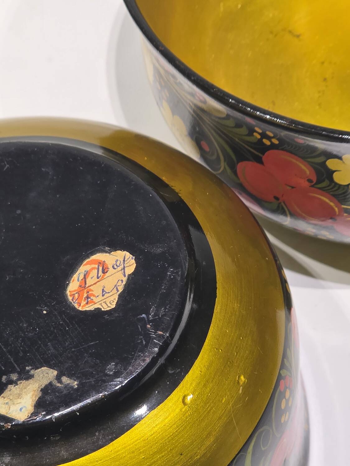 Lot de deux grands bols (coupelles) khokhloma époque Soviétique