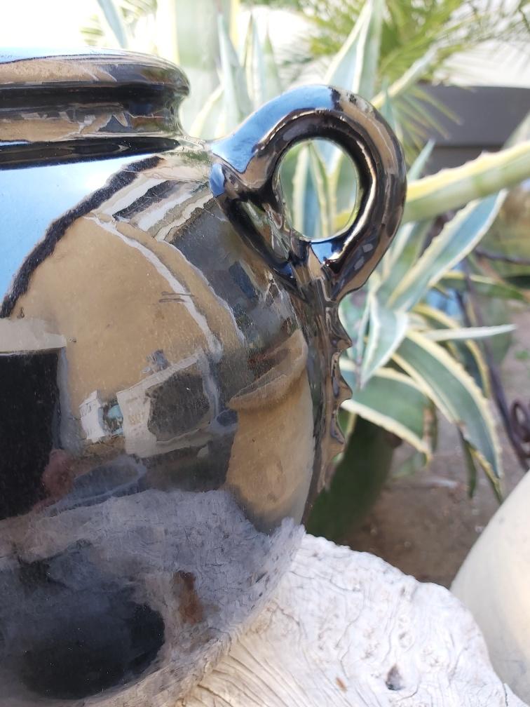 Biot glossy black potiche